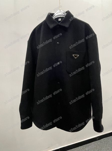 

22ss mens designers jackets baseball metal triangle label letter woolen cloth streetwear coats outerwear hooded men clothing cotton black kh, Black;brown