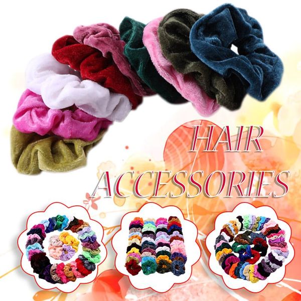 

hair accessories scrunchies bands schoolgirl colorful elasticity velvet band kids girls 50pcs/set ring cintas para el pelo, Slivery;white