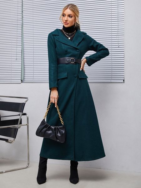 

double breasted flap detail overcoat without belt m8mf#, Black