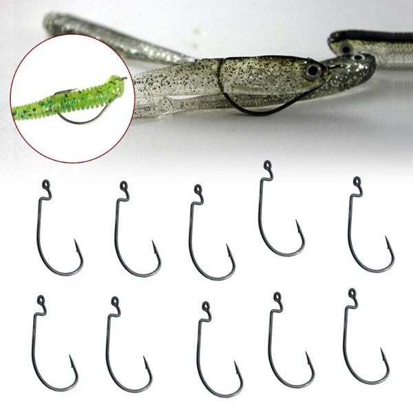 

20/100pcs wide gap worm hook fishing jig crank bass barbed for soft lure nickel fish fishhook carp pesca hooks