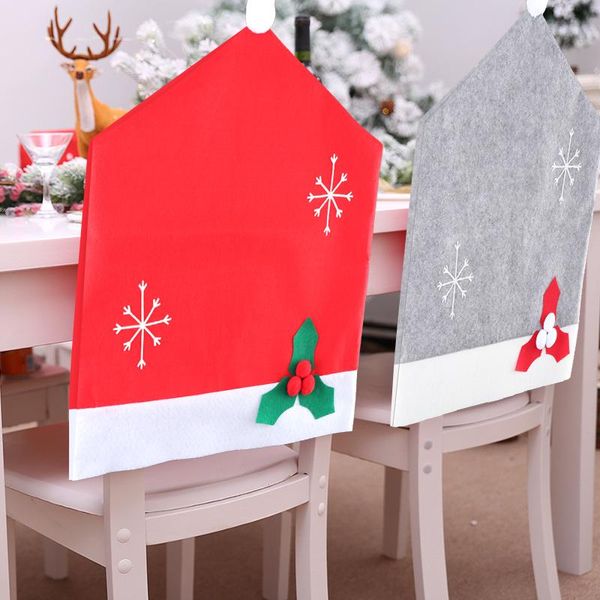 

chair covers christmas snowflake red cap gray cover dinner table case decorations