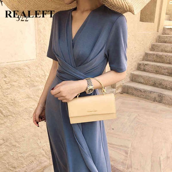 

summer stain long dresses vintage v-neck short sleeve lace up high waist loose straight female party 210428, Black;gray