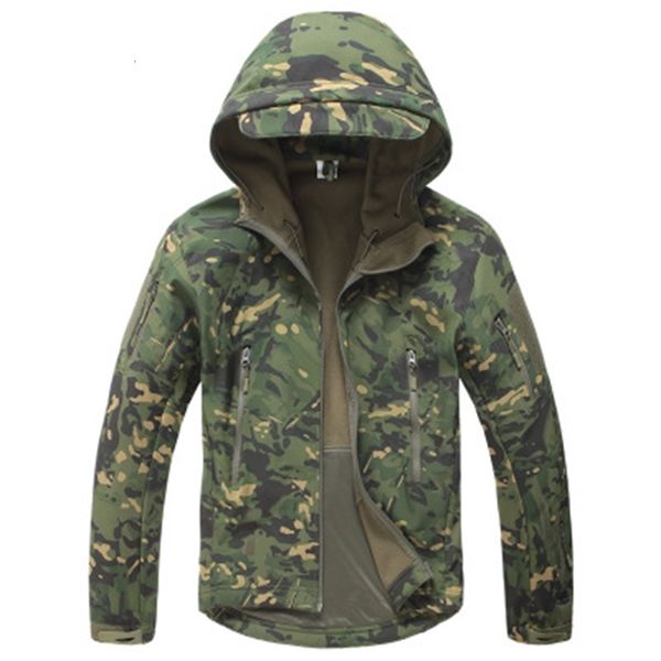 

mens gear shark skin hooded soft shell tactical military quality jacket men waterproof winter fleece coat army mountain camouflage jackets, Black;brown