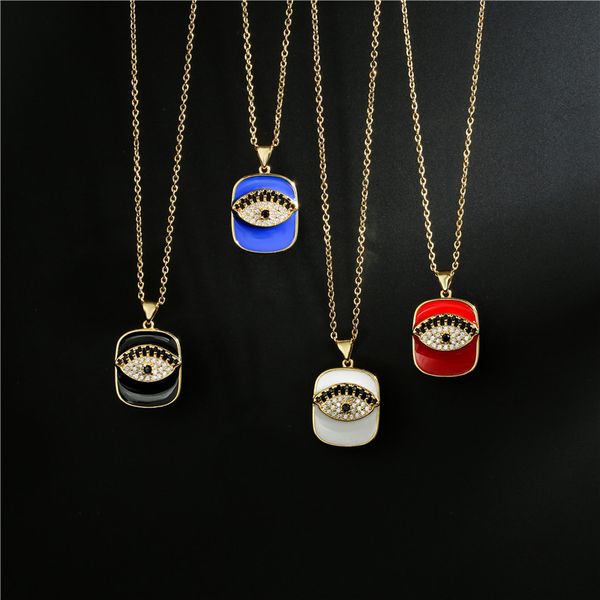 

hiphop necklace eye oil dripping diamond demon pendant, Silver