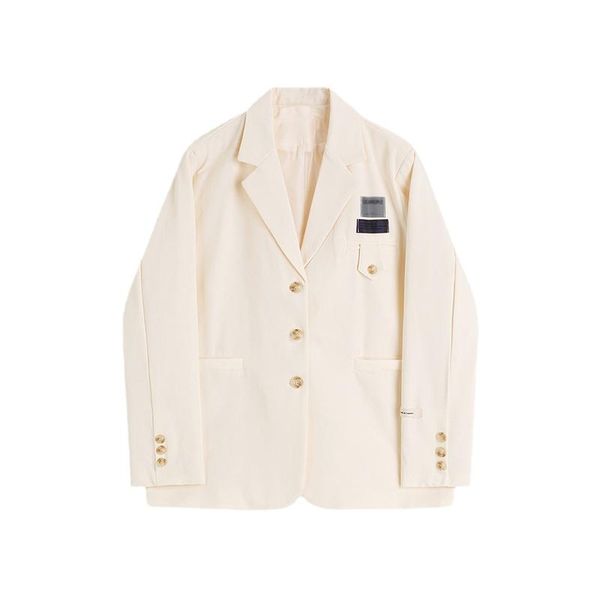 

women's suits & blazers 2021 autumn korean version of advanced simple loose suit women reflective labeling long-sleeved jacket female h, White;black