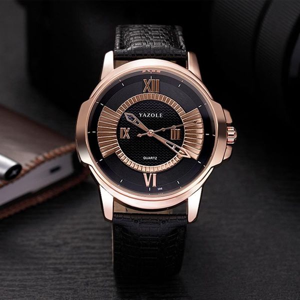 

wristwatches yazole brand fashion british style rose gold dial life waterproof quartz movement exquisite business geneva men watch 386, Slivery;brown