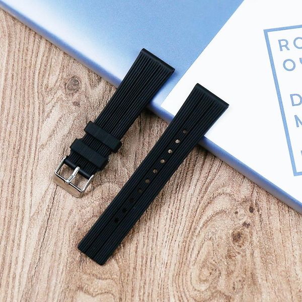 

watch bands black men's strap accessories silicone pin buckle 22mm outdoor sports waterproof rubber ladies, Black;brown