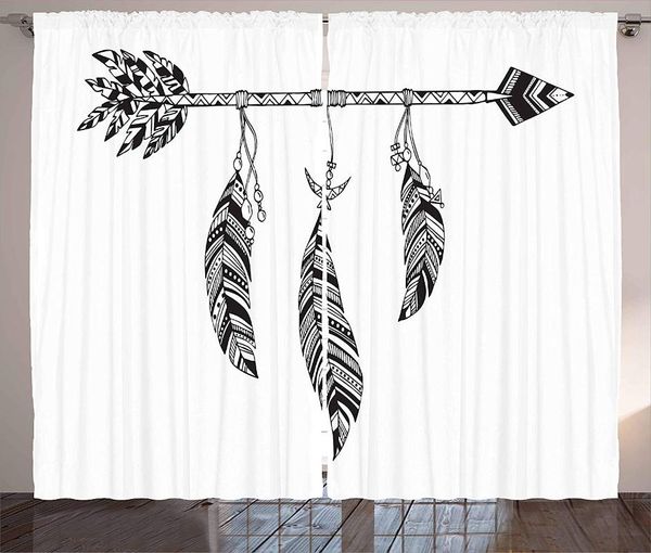 Cortina cortina cortinas de penas design de flecha boêmia com inspirações tribais do folclore