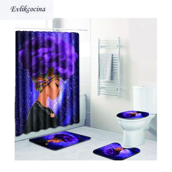

bath mats shine sky purple hair african girl casa de banho bathroom carpet mat set tapis salle bain alfombra bano