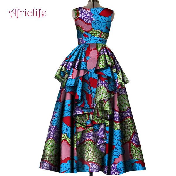 

summer lady dresses african print clothing cotton o-necklace sleeveless womens plus size fashion skirt wy4472 ethnic, Red