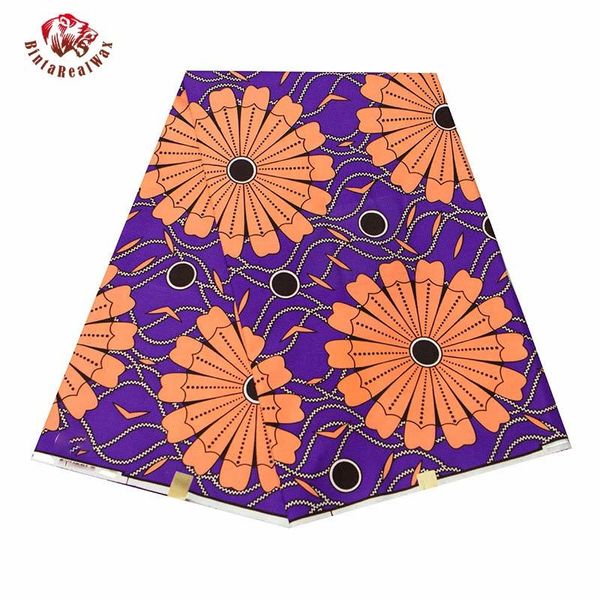 Ankara African Prints Batik Echtwachsstoff Lila Hintergrund Blume Bastelmaterial 100 % Polyester hochwertiges Gewebe FP6317