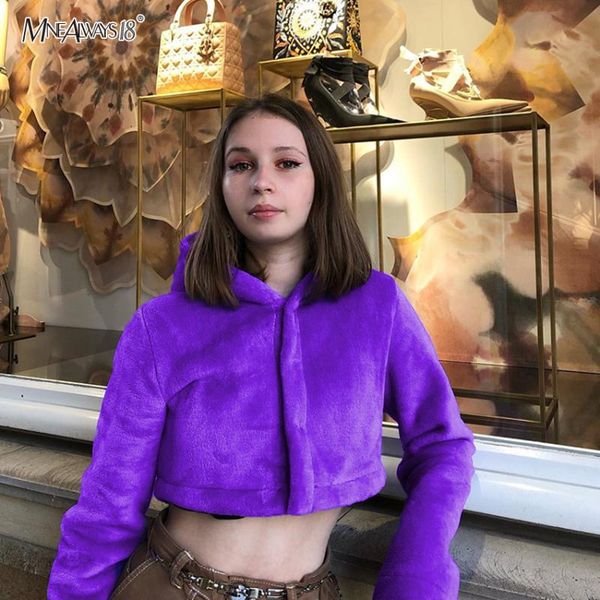 

women's hoodies & sweatshirts letter embroidery purple cropped long sleeve button warm winter hoodie women hooded sweatshirt, Black