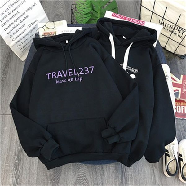 

hip hop men's street fashion brand sweater loose hooded chic new men's and women's love coat, Black
