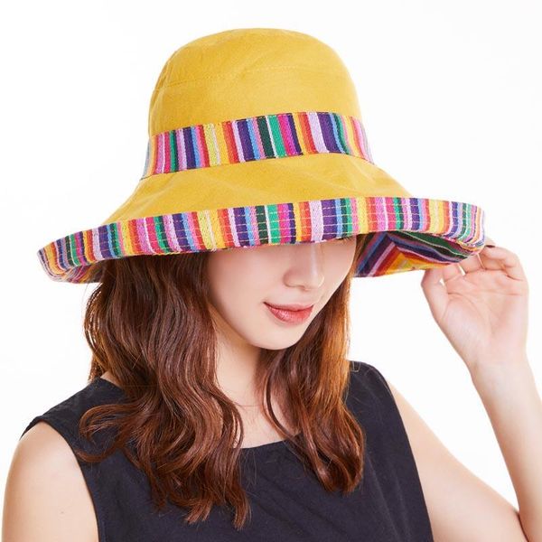 

plaid fashion bucket hat women summer beach sun floppy hats flat foldable cotton caps wide brim, Blue;gray