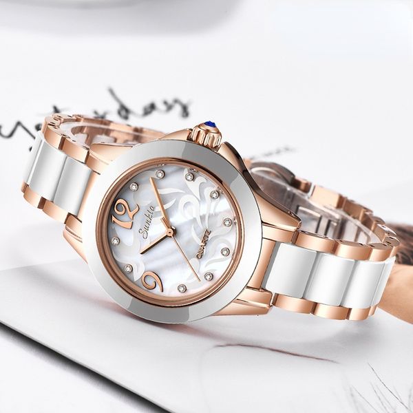 New Rose Gold Women Watchs Quartz Top per donna Brand Luxury Woman Ceramic Watch Girl Clock Gift