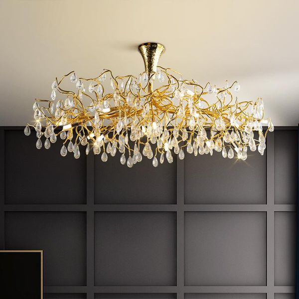

nordic luxury crystal gold chandelier lighting creative design led dining room cafe hanging lamp bedroom living chandeliers