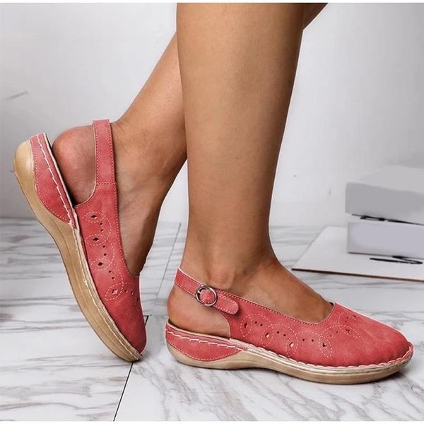 

dress shoes summer gladiator sandals women slingbacks pumps wedges platform ladies round toe holes roman sandalias mujer, Black