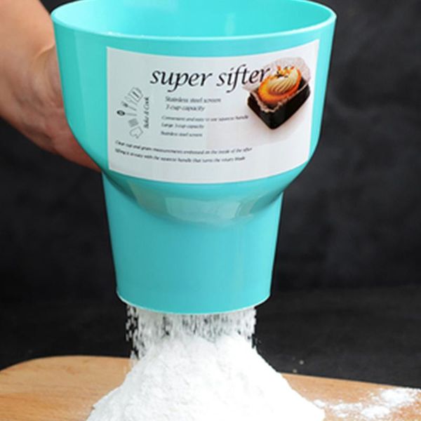 

manual flour sifter plastic powder sieve dessert pastry baking tools funnel shape kitchen supplies &