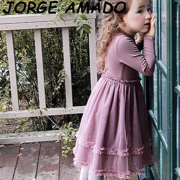 

girl princess dress fall and winter fashion fluffy gauze long sleeve children clothing 2-8 years e20643 210610, Red;yellow