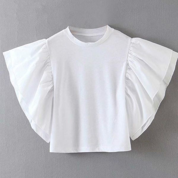 

women's blouses & shirts [ewq] 2021 summer sweet white lace embroidered shirt butterfly sleeve korea loose casual ladies blouse qv639
