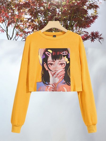 

x pepeti figure graphic drop shoulder pullover i4bo#, White;black