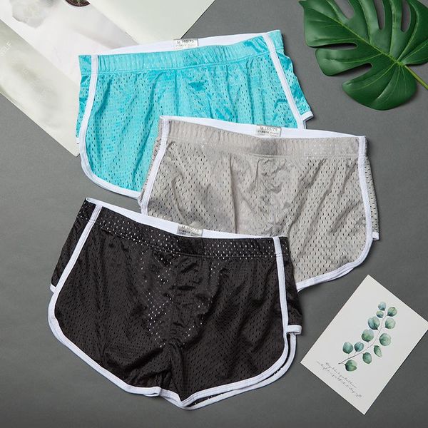 

underpants 5pcs men underwear man boxer ice network mesh breathable male mid-rise soft boxershorts ultra-thin mens panties, Black;white