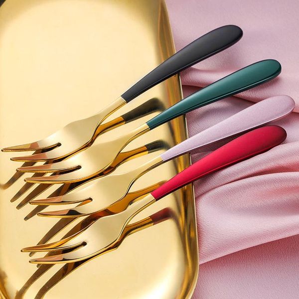 

forks household creative fruits sign thickened dessert stainless steel high-grade fruit fork two tooth moon cake tableware