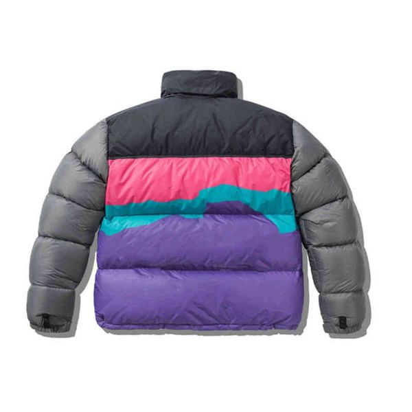 

winter down ets invincible retro nuotse embroidered warm stand collar puffer et for men women, Black