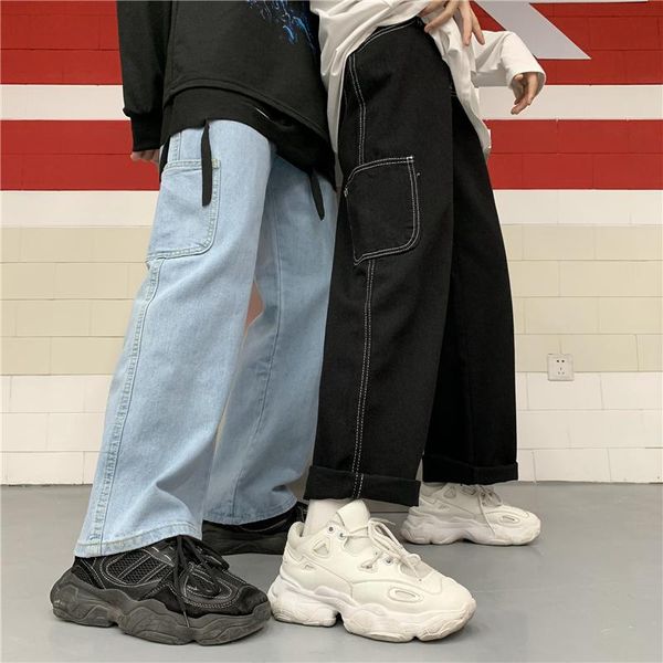 

woman high waist jeans wide leg blue vintage quality fashion straight denim pants plus size women women's