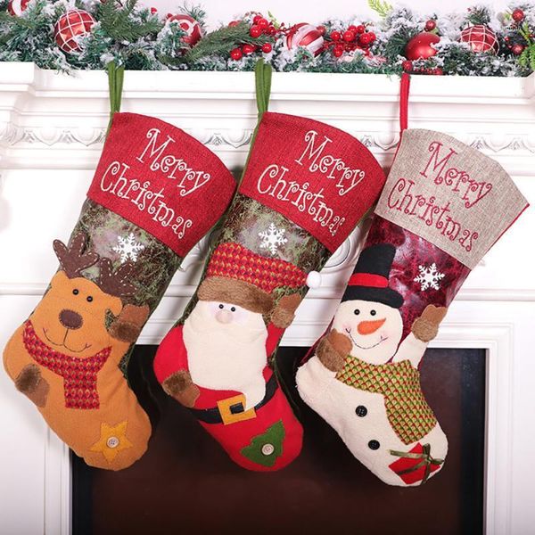 

christmas decorations stockings, big xmas plaid style with snow