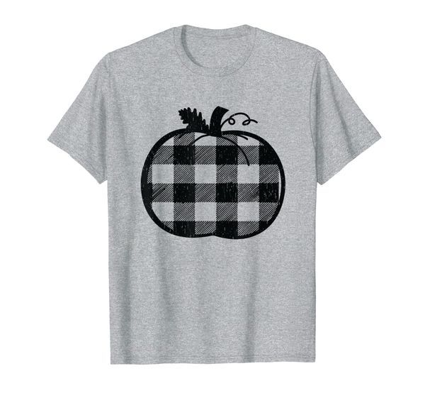 

fall pumpkin distressed buffalo plaid cute thanksgiving t-shirt, White;black