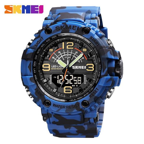 

wristwatches 2021 fashion outdoor multi-function sports watch, double display luminous large dial, student waterproof electronic watch, Slivery;brown