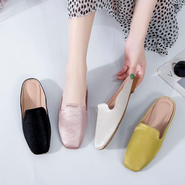 

slippers summer women casual soft comfortable mesh outside flat slides half beach female woman flip flops 5144, Black