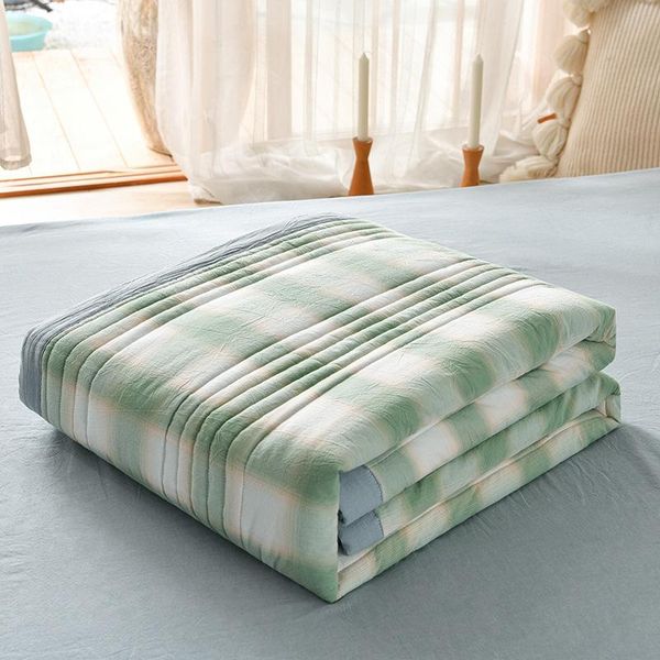 

comforters & sets grid summer quilt blanket air-conditioning soft comforter breathable boys girls home thin bed cover textiles