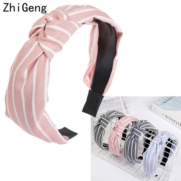 

1pc women knotted plaid hairband elastic turban wide-brimmed headband for girls no slip stay on hair accessories