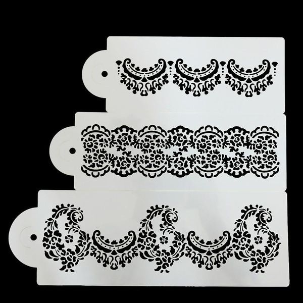 

cake tools 3pcs/set flower fondant stencil mould border lace decor icing sugarcraft