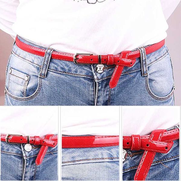 

belts candy color leather belt women's sweet pu thin skinny waistband adjustable female dress decorative, Black;brown