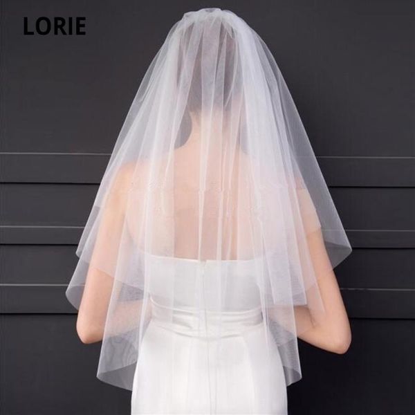 

bridal veils lorie simple style 2t cut edge soft tulle white/ivory short wedding veil 2021, Black