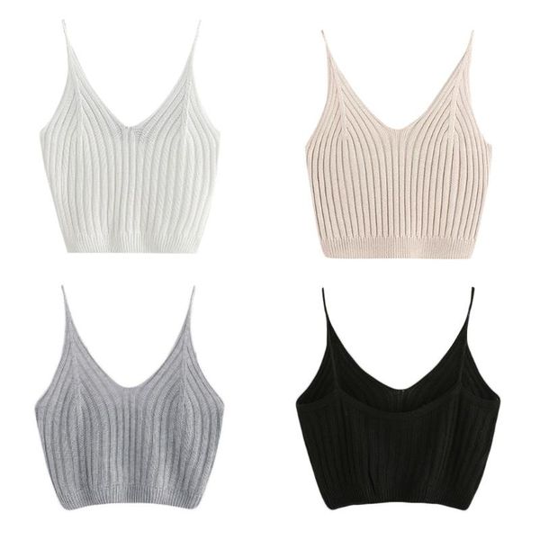 

bras sets fashion women summer basic strappy sleeveless racerback crop 2021 female casual solid color ribbed knit short vest, Red;black