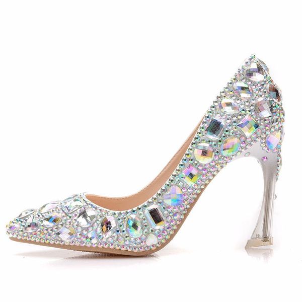 

sandals shoes cinderella women heels evening party glittering high custom sier rhinestone wedding pumps 9cm, Black