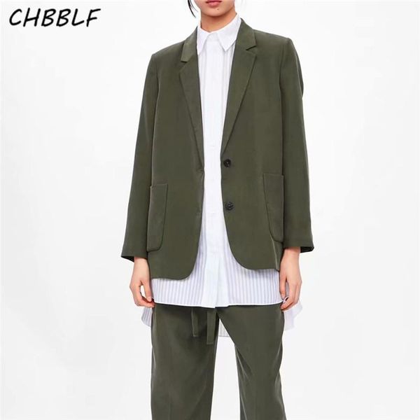 

women's suits & blazers chbblf women green blazer notched collar long sleeve single breasted pockets elegant female office wear bgb917, White;black
