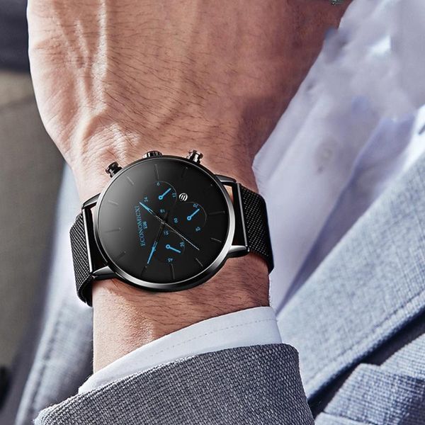 

wristwatches mens watches luxury quartz watch casual slim mesh steel waterproof sport stainless dial alloy relogio, Slivery;brown