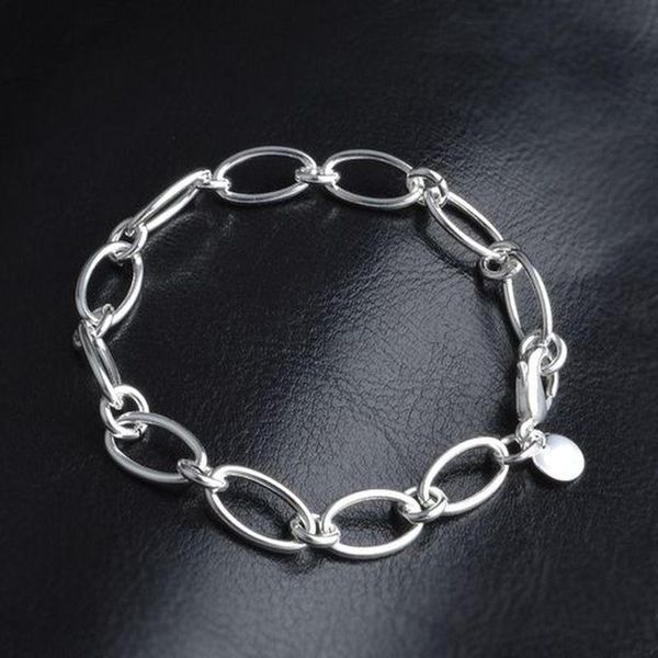 

link, chain simply design creative fashion female bracelet metal oval link silvery plating for women party couple jewelry, Black