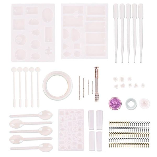 

keychains 73 pcs resin molds for jewelry silicone including earrings, pendants, necklaces,, Silver