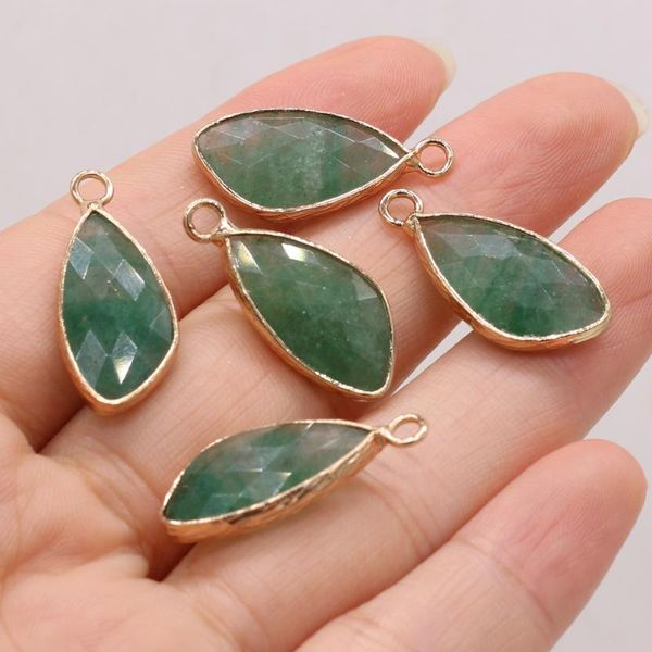 

charms natural semi-precious stone pendants green fluorite for diy jewelry making handmade accessories, Bronze;silver