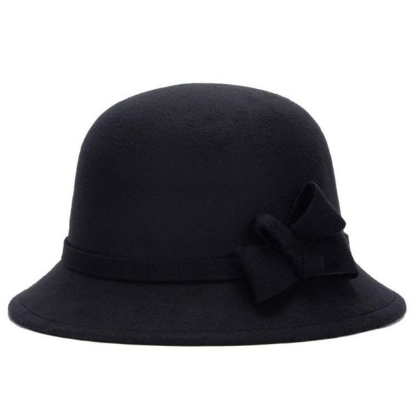 

stingy brim hats autumn winter vintage woolen fedora women elegant office lady stylish warm soft black burgundy bowler hat female, Blue;gray