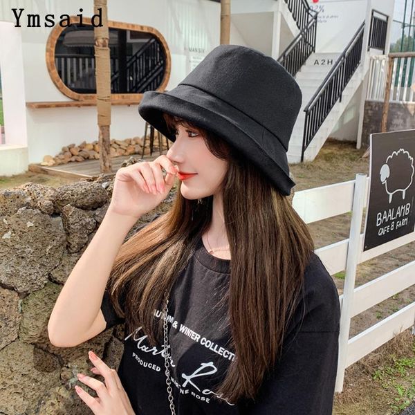 

summer women cotton shade cap flat fisherman hats femme crimping fashion tourism visor foldable bucket hat sun wide brim, Blue;gray