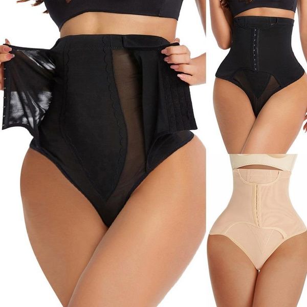 

women's shapers slimming waist trainer women body shaper thong mesh breathable girdle tummy control shapewear panties high 2021, Black;white