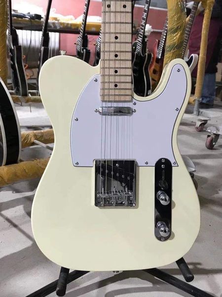 

electric guitar cream white color maple fingerboard chrome hardware pickguard