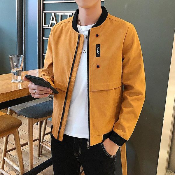 

men jacket spring autumn korean for style suede softshell fashion motorcycle mens jackets and coats men's, Black;brown
